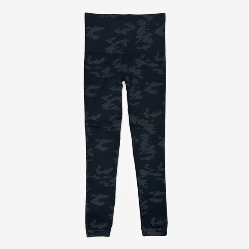 Spanx EcoCare Seamless Leggings Size S Black Camo Stretch Activewear Gym Workout